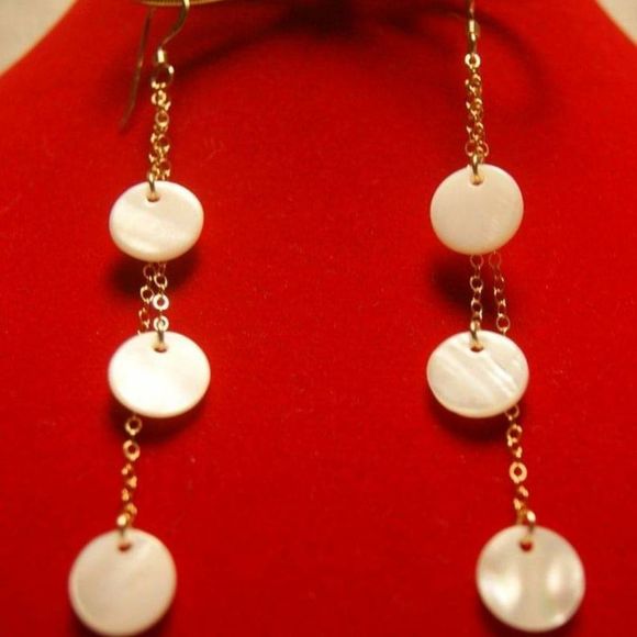 Handmade 14kt Gold Filled Chain & Shell Earrings - Picture 4 of 5